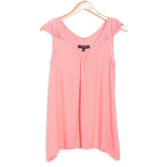 Ellen Tracy Sleeveless Lounge Shirt V-Neck Coral Polka Dot Women's X-Small - Picture 12 of 12